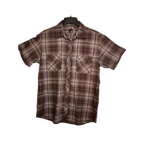 NWT Mens Large J. Ferrar Casual Shirt Short Sleeve Plaid Business Western Cowboy